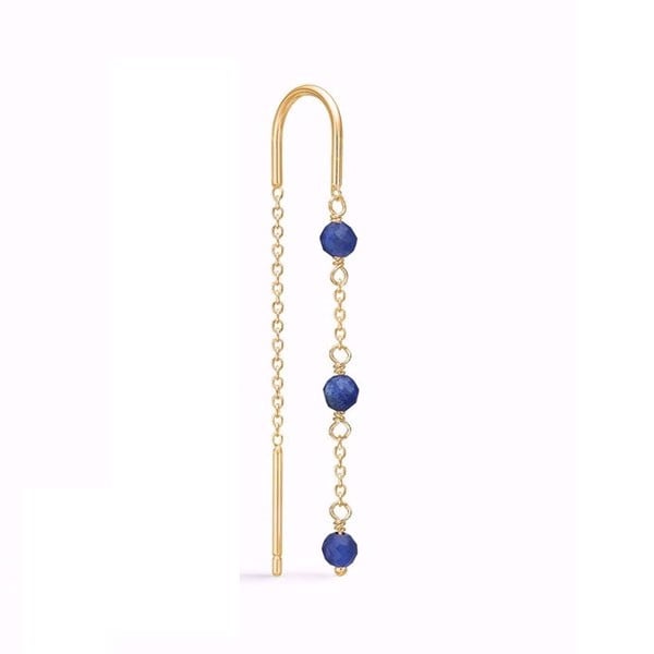 Ørering med kæde og blå kvarts i forgyldt sterling sølv fra Guld & Sølv Design