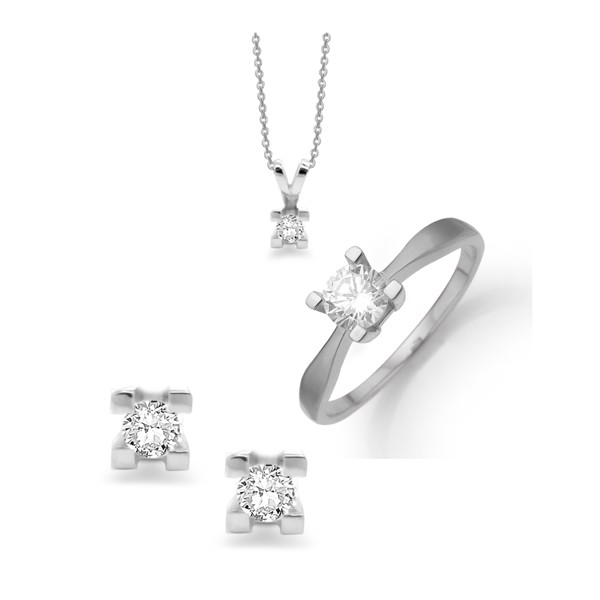 Aagaard 14 kt hvidguld Eternity 4 grab smykkesæt med 4 x 0,05 - 1,00 ct Diamanter