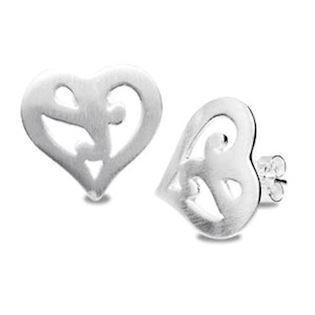 Silver Heart Earrings "Brushed Finish"