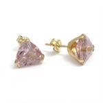 14 kt �restik med trekantet brillant sk�ret 9 mm pink zirkonia