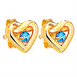9 ct heart earrings with blue topaz
