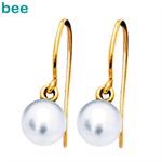 5,5 mm hvide ferskvands perle �reh�nger med 9 karat guld