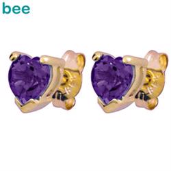 9 ct hjerte formet Amethyst �restikker