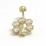 14 karat navle piercing med zirkonia blomst