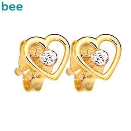 9 ct gold heart ear studs with diamonds 