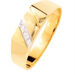 Diamond set flat top men's ring in 9 ct gold