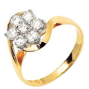 14 karat fingerring med 7 zirkonia