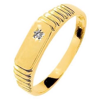 Herrering i 9 kt guld med 0,005 ct diamant