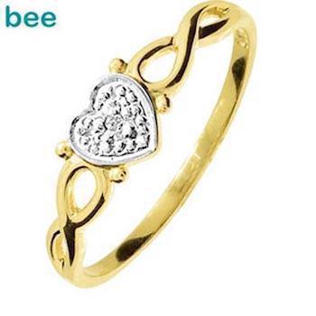 9 kt hjertering m/ 1 stk 0,005 ct diamant