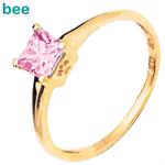 9 kt guld fingerring m/ 5x5 mm pink zirkonia