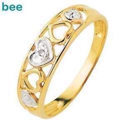 9 kt hjerte ring med 1 stk 0,005 ct diamant