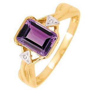 9 kt Amethyst og diamant ring