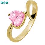 9 kt fingerring med stor pink hjerte zirkonia