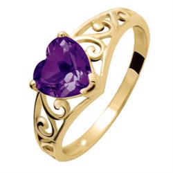 9 ct Gold Ring with Heart Amethyst