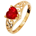9 ct Gold Ring with Heart created ruby