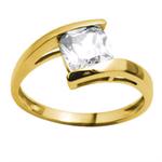 9 kt guld fingerring m/ 7x7 mm kvadratisk zirkonia