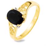 9 kt safir fingerring med diamanter
