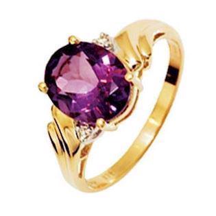 9 kt stor amethyst og diamant ring
