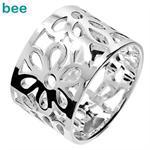 Bred blomster s�lv ring