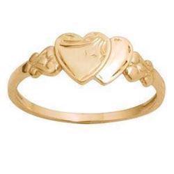 Engraved heart 9 ct signet ring