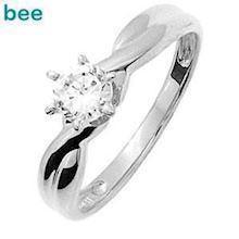 Cubic Zirconia solitaire ring in 9 ct. white gold
