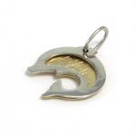 14 kt tofarvet dobbelt delfin vedh�ng