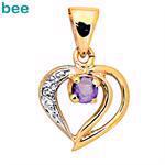 9 kt hjerte vedh�ng med Amethyst og diamant
