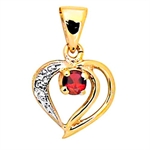 9 kt hjerte vedh�ng med Rubin og diamant