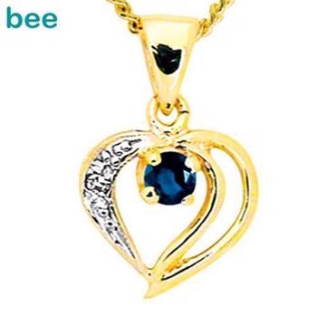9 kt hjerte vedh�ng med Safir og diamant