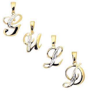 Bogstavs guld vedh�ng med 0,005 ct diamant