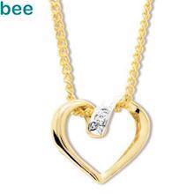 9 kt hjerte vedh�ng m/ 1 stk 0,01 ct diamant