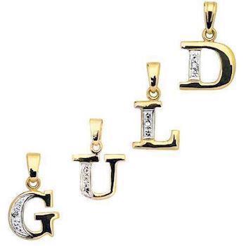 Bogstavs guld vedh�ng med 0,005 ct diamant