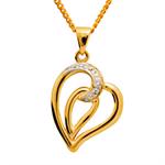 9 kt designer hjerte vedh�ng med diamanter
