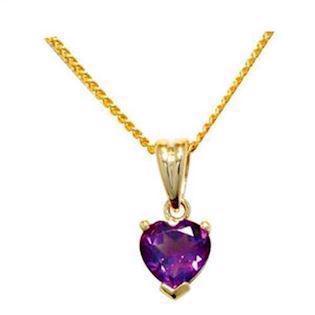 9 kt vedh�ng med hjerteformet Amethyst