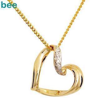 9 kt hjerte vedh�ng m/ 3 stk 0,005 ct diamanter