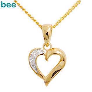 Guldhjerte vedh�ng m/ 3 stk 0,005 ct diamanter