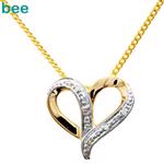 Guldhjerte vedh�ng m/ 5 stk 0,005 ct diamanter