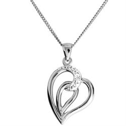 9 ct white gold diamond heart pendant
