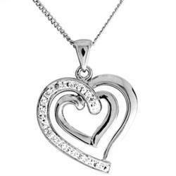 9 ct white gold diamond heart pendant