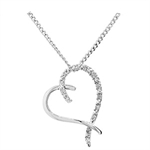9 kt hvidgulds designer hjerte vedh�ng med diamanter