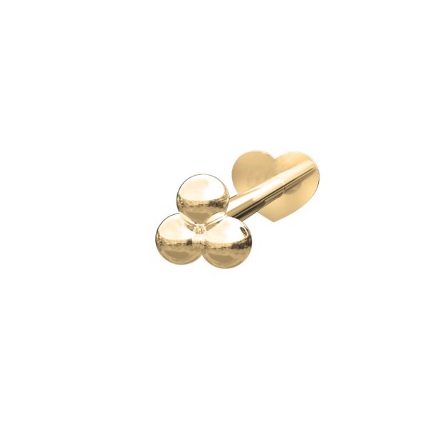 Nordahl\'s PIERCE52 labret piercing i 14 kt guld med tre kugler